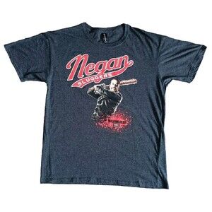 The Walking Dead Negan Graphic T-Shirt Men's Large Lightweight Gray Short Sleeve